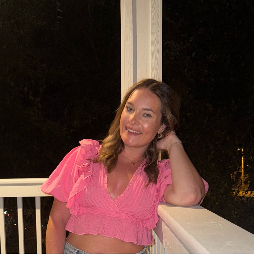 SHEIN Vibrant Pink Ruffle Crop Top